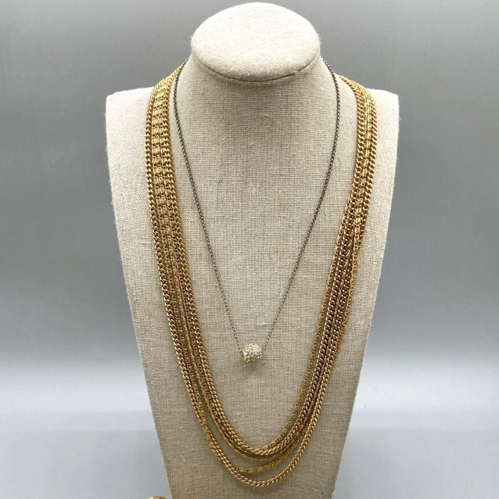 Classic Vintage Monet Multistrand Chain Gold Tone Necklace Five Strands
